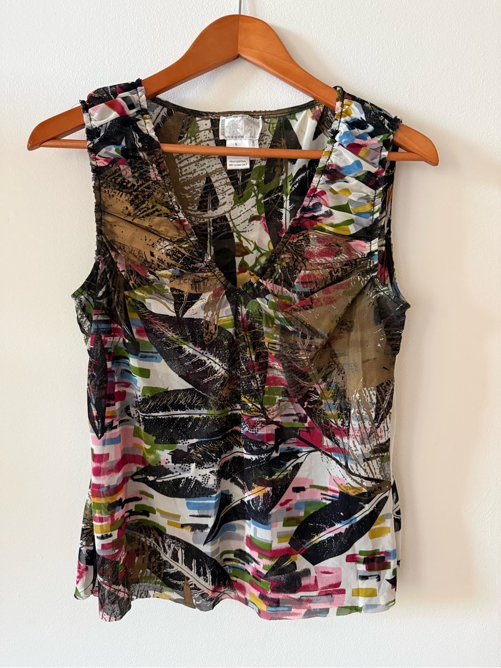 Alberto Makali Mesh Leaf-Print Tank Top in Black, White, Pink, Green